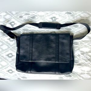 Black leather messenger bag